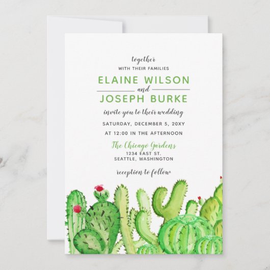 Rustic Cacti Wedding Invitations Kaart (Voorkant)