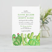 Rustic Cacti Wedding Invitations Kaart (Staand voorkant)