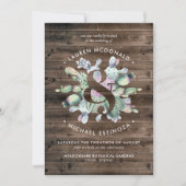 Rustic Cactus & Barnwood Wedding Invitation Kaart (Voorkant)