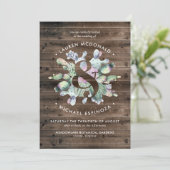 Rustic Cactus & Barnwood Wedding Invitation Kaart (Staand voorkant)