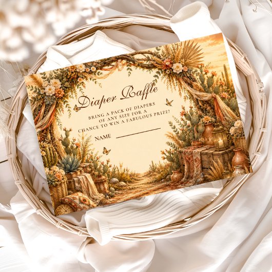 Rustic Cactus Boho Luier Raffle Informatiekaartje