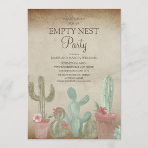 Rustic Cactus Empty Nest Party Kaart