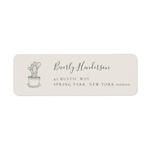 Rustic Cactus Moderne Return Address Labels (Voorkant)