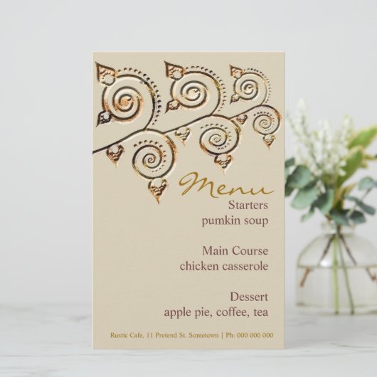Rustic Cafe Menu Stationery (Staand voorkant)