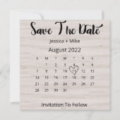 Rustic Calendar August Wedding Flat Save the Date (Voorkant)
