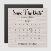Rustic Calendar bewaart de datum van het huwelijk  Magnetische Uitnodiging (Voorkant / Achterkant)