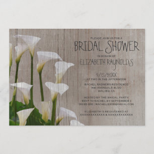 Rustic Calla Lillies Bridal Shower Invitations Kaart