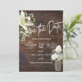 Rustic Calla Lily Save Date White Wood LeahG (Staand voorkant)