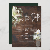 Rustic Calla Lily Save Date White Wood LeahG Kaart (Voorkant / Achterkant)