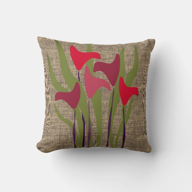 Rustic Calla Plant Floral Canvas Pillow Kussen (Voorkant)