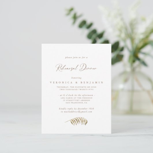 Rustic Calligraphy Dusty Greenery Rehearsal Dinner Kaart (Staand voorkant)