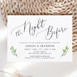 Rustic Calligraphy Greenery Rehearsal Dinner Kaart<br><div class="desc">Rustic Calligraphy Greenery Rehearsal Dinner voeg douanetekst aan de rug toe om het even welke extra informatie te verstrekken nodig voor uw gasten.</div>