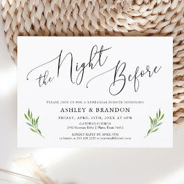 Rustic Calligraphy Greenery Rehearsal Dinner Kaart
