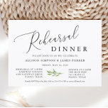 Rustic Calligraphy Greenery Rehearsal Dinner Kaart<br><div class="desc">Rustic Calligraphy Greenery Rehearsal Dinner voeg douanetekst aan de rug toe om het even welke extra informatie te verstrekken nodig voor uw gasten.</div>