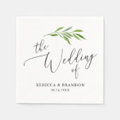 Rustic Calligraphy Greenery Wedding Monogram Napki Servet (Voorkant)
