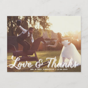 Rustic Calligraphy Wedding Bedankt Briefkaart