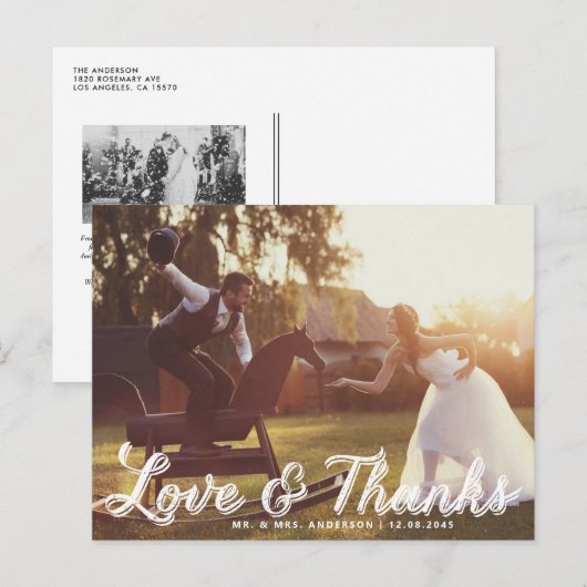 Rustic Calligraphy Wedding Bedankt Briefkaart (Voorkant / Achterkant)