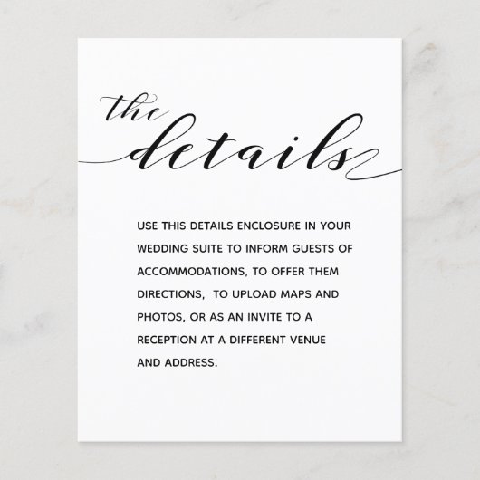 Rustic Calligraphy Wedding Details Enclosure Kaart (Voorkant)