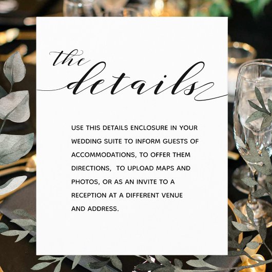 Rustic Calligraphy Wedding Details Enclosure Kaart