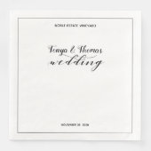 Rustic Calligraphy Wedding Dinner Square Napkins Servet (Voorkant)