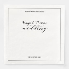 Rustic Calligraphy Wedding Dinner Square Napkins Servet