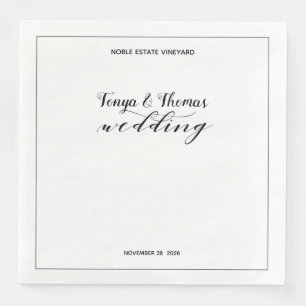 Rustic Calligraphy Wedding Dinner Square Napkins Servet