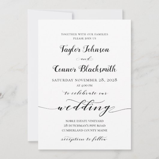 Rustic Calligraphy Wedding Kaart (Voorkant)
