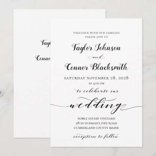 Rustic Calligraphy Wedding Kaart (Voorkant / Achterkant)