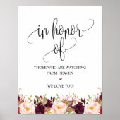 Rustic Calligraphy Wedding Memorial Table Sign Poster (Voorkant)