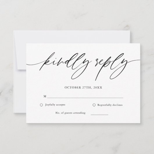 Rustic Calligraphy Wedding RSVP Card Kaartje (Voorkant)