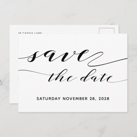 Rustic Calligraphy Wedding Save the Date Briefkaar Kaart (Voorkant / Achterkant)
