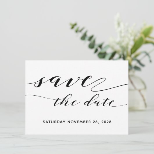 Rustic Calligraphy Wedding Save the Date Briefkaar Kaart (Staand voorkant)