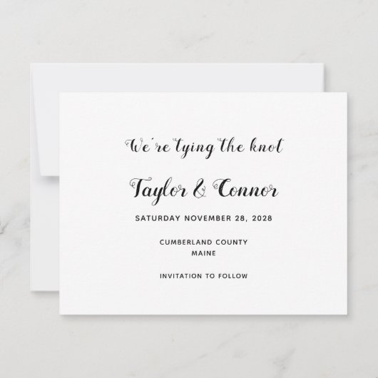 Rustic Calligraphy Wedding Save the Date Kaart (Achterkant)