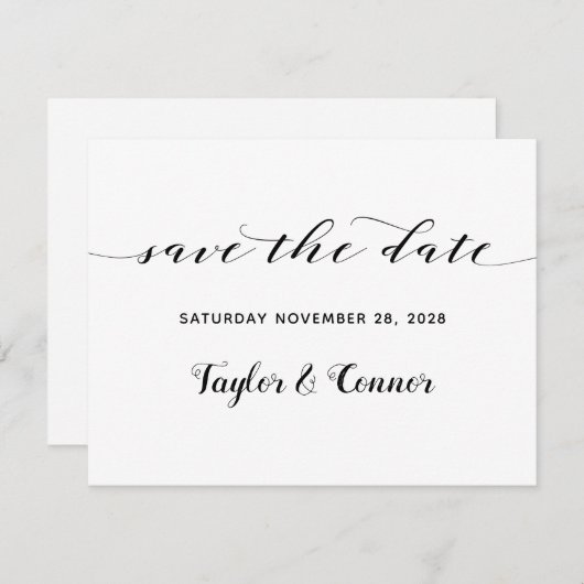 Rustic Calligraphy Wedding Save the Date Kaart (Voorkant / Achterkant)