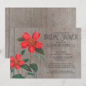 Rustic Camellia Bridal Shower Invitations Kaart (Voorkant / Achterkant)