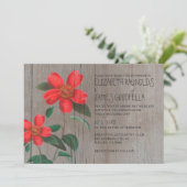 Rustic Camellia Wedding Invitations Kaart (Staand voorkant)