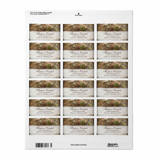 Rustic Camo and Wood Return Address Label (Full Sheet)