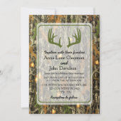 Rustic Camo Antler Wedding Invitation Kaart (Voorkant)