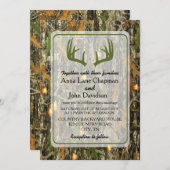Rustic Camo Antler Wedding Invitation Kaart (Voorkant / Achterkant)