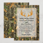 Rustic Camo Antler Wedding Invitation Kaart (Voorkant / Achterkant)