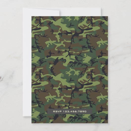 Rustic Camo Deer Hunting First Birthday Invitation Kaart (Achterkant)