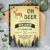 Rustic Camo Deer Hunting First Birthday Invitation Kaart