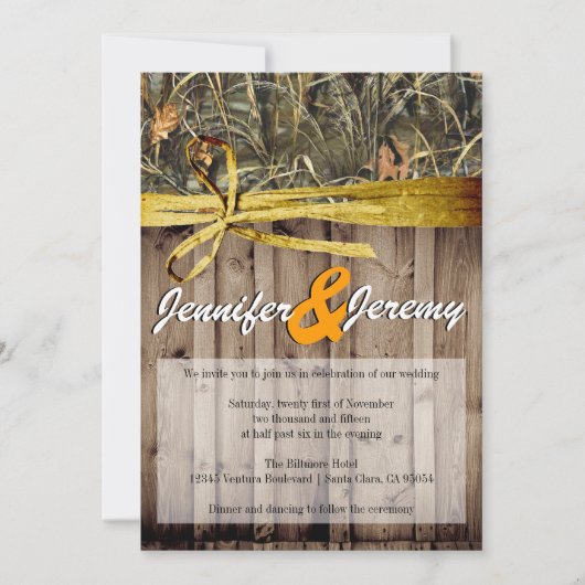 Rustic Camo en Twine Wedding Invitation Kaart (Voorkant)
