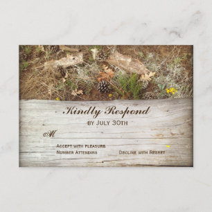 Rustic Camo en Wood Country Wedding RSVP-kaarten RSVP Kaartje