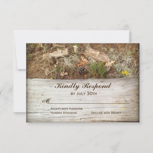 Rustic Camo en Wood Country Wedding RSVP-kaarten RSVP Kaartje (Voorkant)