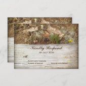 Rustic Camo en Wood Country Wedding RSVP-kaarten RSVP Kaartje (Voorkant / Achterkant)