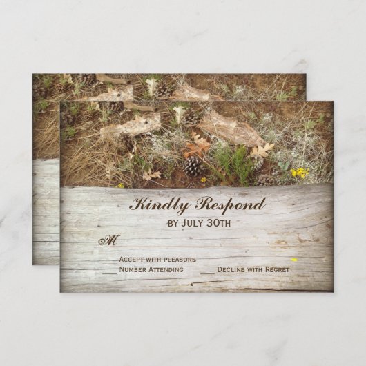 Rustic Camo en Wood Country Wedding RSVP-kaarten RSVP Kaartje (Voorkant / Achterkant)