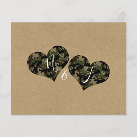 Rustic Camo Hearts Photo Wedding Save the Date (Achterkant)