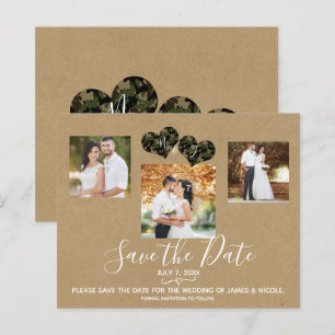 Rustic Camo Hearts Photo Wedding Save the Date
