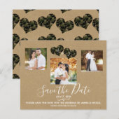 Rustic Camo Hearts Photo Wedding Save the Date (Voorkant / Achterkant)